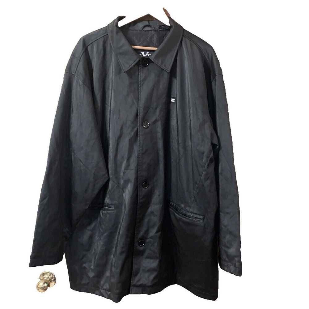 JXD Mens XL Jacket Equality Equal Sign Black Coat Faux Leather PVC Light Weight